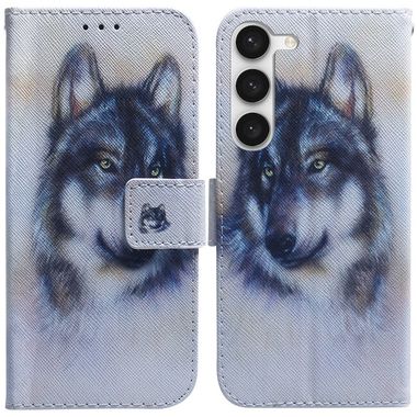 Peňeženkové 3D puzdro COLOURED pro Samsung Galaxy S23 5G – Bílý vlk