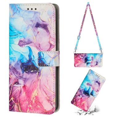 Peňeženkové 3D puzdro CROSSBODY pro Samsung Galaxy A14 4G/5G - Růžově fialová