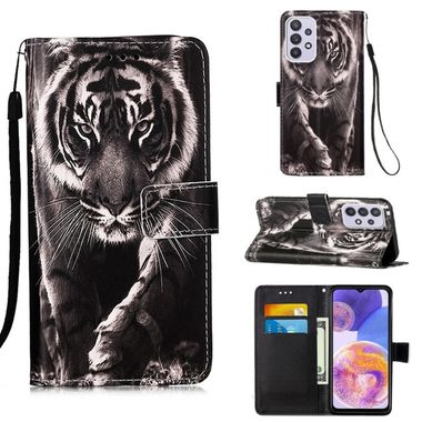 Peněženkové 3D pouzdro DRAWING pro Samsung Galaxy A23 5G - Černobílý tygr