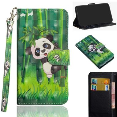 Peňeženkové 3D pouzdro na LG Q60 - Bamboo Panda