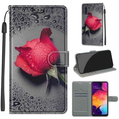 Peněženkové 3D pouzdro pro Samsung Galaxy A50 – Water Drop Rose