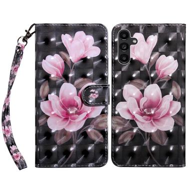 Peňeženkové 3D puzdro PAINTED pro Samsung Galaxy A14 4G/5G - Růžový květ