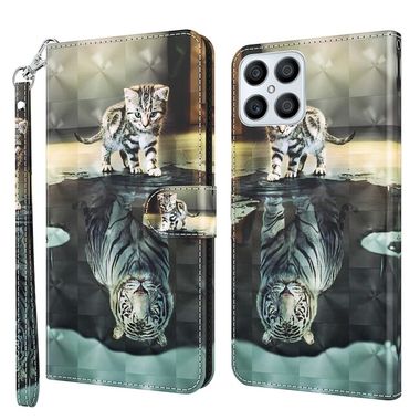 Peňeženkové 3D puzdro PAINTING pro Honor X8 4G – Kočka a tygr
