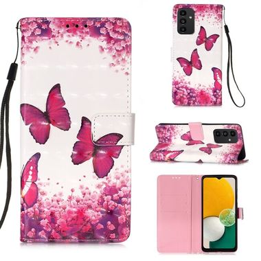 Peňeženkové 3D puzdro PAINTING pro Samsung Galaxy A34 5G - Růžový motýl