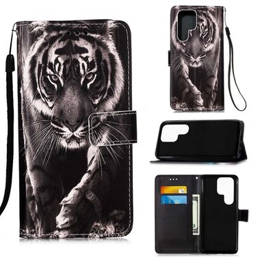 Peňeženkové 3D puzdro WEAVE pro Samsung Galaxy S23 Ultra 5G – Černý a bílý tygr
