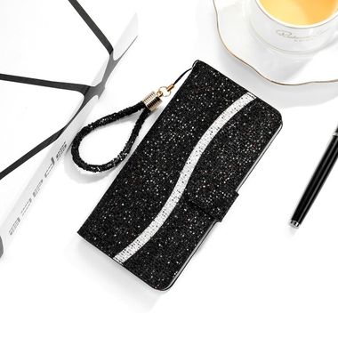 Peňaženkové Glitter pouzdro na Samsung Galaxy Note 20 Ultra - Černá
