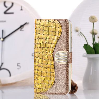 Peňeženkové třpyt puzdro na Samsung Galaxy Note 20 - Zlatá