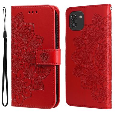 Peněženkové kožené pouzdro 7-PETAL pro Samsung Galaxy A03 - Červená