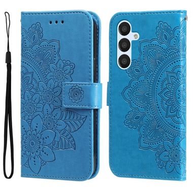 Peněženkové kožené pouzdro 7-PETAL pro Samsung Galaxy A34 5G - Modrá