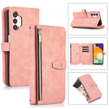 Peněženkové kožené pouzdro 9-CARD pro Samsung Galaxy A04s - Růžová