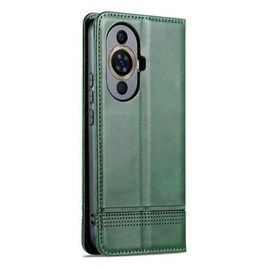 Peněženkové kožené pouzdro AZNS Magnetic na Huawei Nova 11 – Tmavě zelená