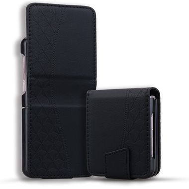 Peněženkové kožené pouzdro Business na Samsung Galaxy Z Flip4 - Černá