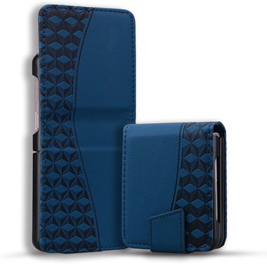 Peněženkové kožené pouzdro Business pro Samsung Galaxy Z Flip4 - Modrá
