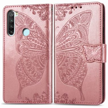 Peňaženkové kožené puzdro  Butterfly Love na Xiaomi Redmi Note - Rose Gold