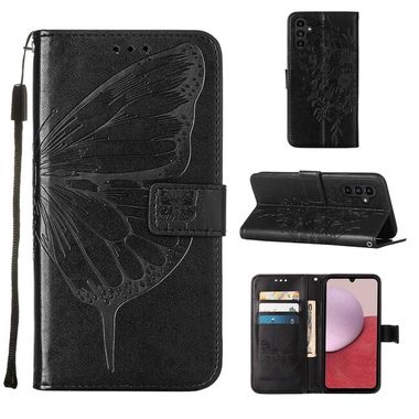 Peněženkové kožené pouzdro Butterfly pro Samsung Galaxy A24/A25 5G - Černá