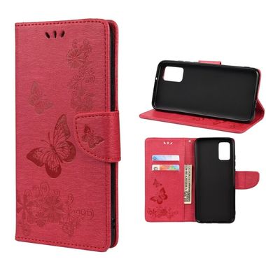 Peneženkové kožené pouzdro BUTTERFLY na Xiaomi Redmi Note 11 - Červená