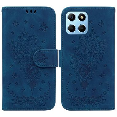 Peněženkové kožené pouzdro Butterfly Rose na Honor X8 5G/X6 - Modrá
