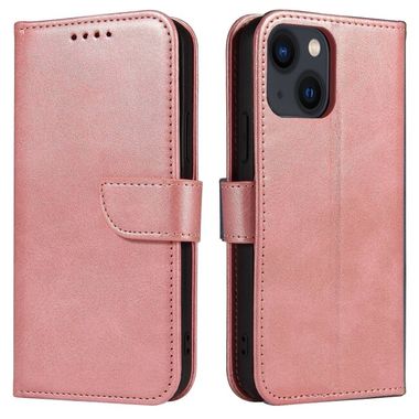 Peňeženkové kožené pouzdro Calf Texture pro iPhone 14 - Růžově zlatá