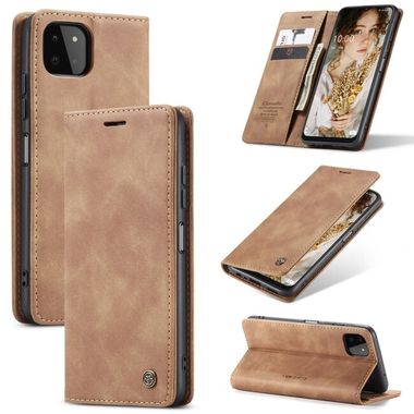 Peňeženkové kožené pouzdro CaseMe na Samsung Galaxy A22 5G - Hnedá