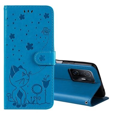 Peňeženkové kožené pouzdro CAT BEE pro Xiaomi Mi 11T / 11T Pro – Modrá