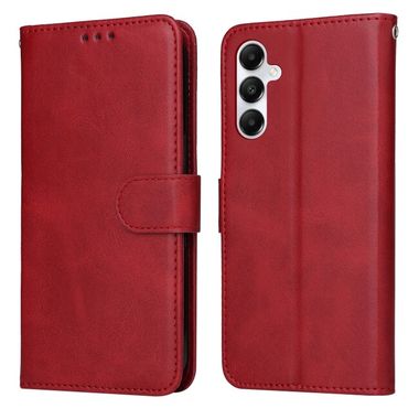 Peněženkové kožené pouzdro Classic Calf Texture pro Samsung Galaxy A05s - Červená