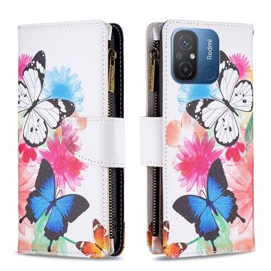 Peněženkové kožené pouzdro Colored Drawing na Xiaomi Redmi 12C - Two Butterflies