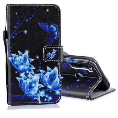 Peňaženkové kožené puzdro  Colored Drawing na Xiaomi Redmi Note 8- Blue Butterfly
