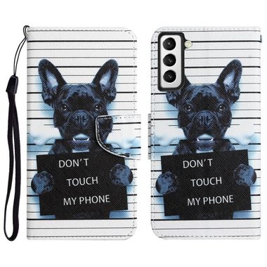 Peňeženkové kožené pouzdro COLORED pro Samsung Galaxy S23 Plus 5G – Černý pes