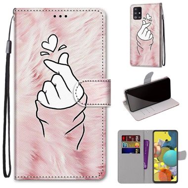 Peňaženkové kožené puzdro Samsung Galaxy A51 5G - Pink Hands Than Hearts