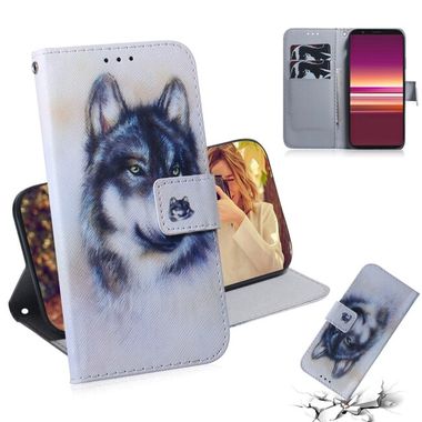 Peňaženkové kožené pouzdro na Sony Xperia 5 - White Wolf
