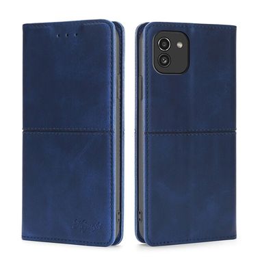 Peněženkové kožené pouzdro COW TEXTURE pro Samsung Galaxy A03 - Modrá