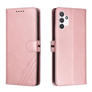 Peneženkové kožené pouzdro Cow Texture na Samsung Galaxy A13 - Ružovozlatá
