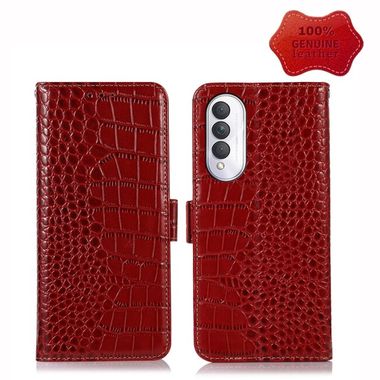 Peněženkové kožené pouzdro CROCODILE pro Samsung Galaxy A14 4G/5G - Červená