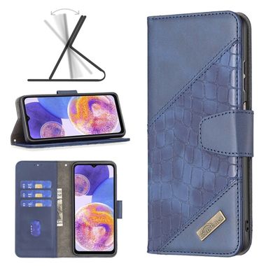 Peňeženkové kožené pouzdro CROCODILE na Samsung Galaxy A23 5G - Modrá