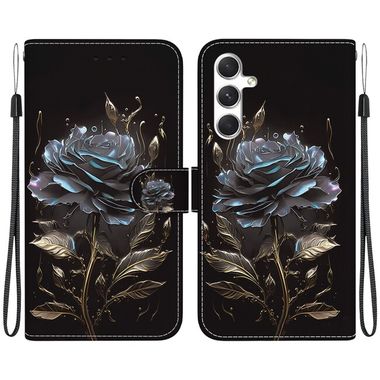 Peněženkové kožené pouzdro Crystal Drawing pro Samsung Galaxy S24 Plus 5G - Black Rose
