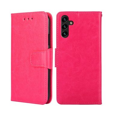 Peněženkové kožené pouzdro CRYSTAL pro Samsung Galaxy A04s - Růžově červená