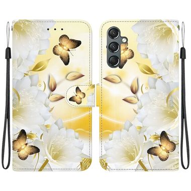Peněženkové kožené pouzdro Crystal pro Samsung Galaxy A24 - Gold Butterfly Epiphyllum