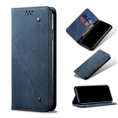 Peněženkové kožené pouzdro DENIM pro Samsung Galaxy A04s - Modrá