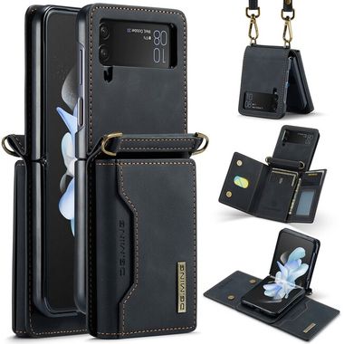 Peněženkové kožené pouzdro DG.MING M2 pro Samsung Galaxy Z Flip4 - Černá