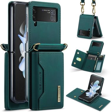 Peněženkové kožené pouzdro DG.MING M2 pro Samsung Galaxy Z Flip4 - Zelená