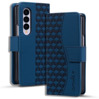 Peněženkové kožené pouzdro Diamond pro Samsung Galaxy Z Fold4 - Modrá