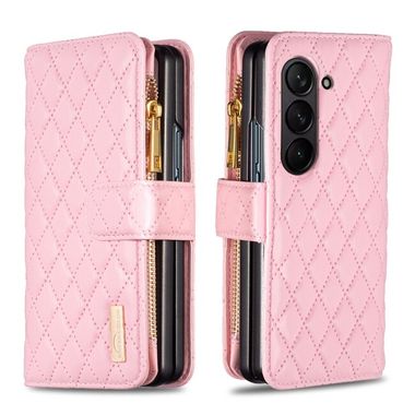 Peněženkové kožené pouzdro Diamond Samsung Galaxy Z Fold5 - Růžová