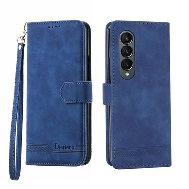 Peněženkové kožené pouzdro Dierfeng Dream pro Samsung Galaxy Z Fold4 - Modrá