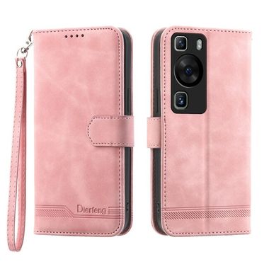 Peněženkové kožené pouzdro DIERFENG na Huawei P60 Pro – Růžová