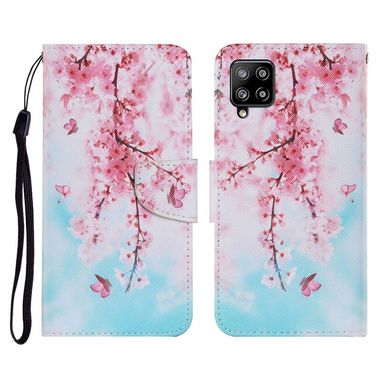 Peňeženkové kožené pouzdro DRAWING na Samsung Galaxy A22 4G - Cherry Blossoms
