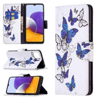 Peňeženkové kožené pouzdro DRAWING na Samsung Galaxy A22 5G - Butterflies