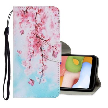 Peňeženkové kožené pouzdro DRAWING na Samsung Galaxy Note 20 Ultra - Cherry Blossoms