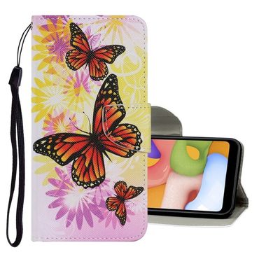 Peňeženkové kožené pouzdro DRAWING na Samsung Galaxy Note 20 Ultra - Chrysanthemum Butterfly