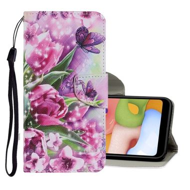 Peňeženkové kožené pouzdro DRAWING na Samsung Galaxy Note 20 Ultra - Rose Butterfly