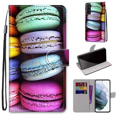 Peneženkové kožené pouzdro DRAWING na Samsung Galaxy S22 Plus 5G - Colorful Layer Cake